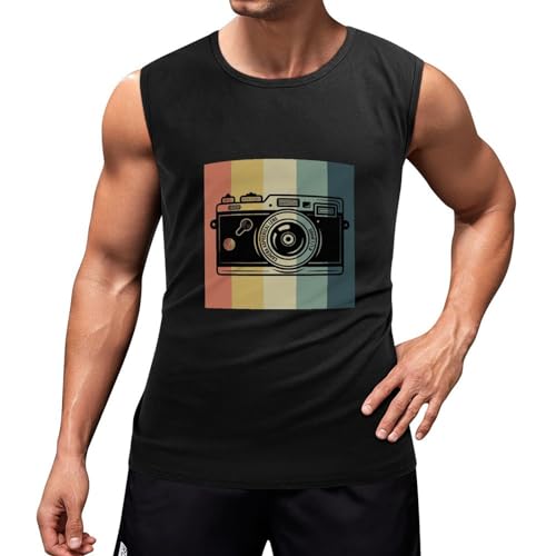 Sepeon Mannen Fotografie Mouwloos T-shirt Vest Tank Tops Tee, Fotografie Gift, Camera, Fotografie Lovers, Grappige Fotografie Vintage Fotografie Vest Tops Tee Zwart, Zwart, M