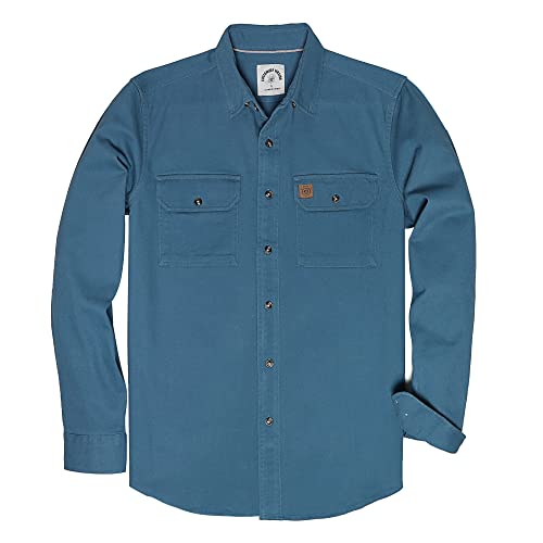 Dubinik ® Werkoverhemden met Lange Mouwen voor Heren Casual Overhemden voor Heren Knoopzakken Katoenen Overhemden