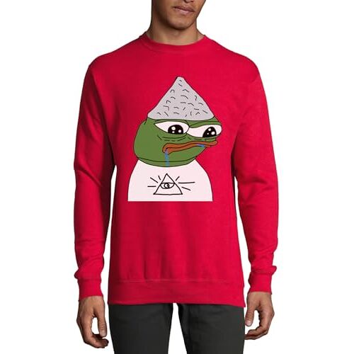 Atspauda Pepe aluminiumfolie hoed illuminati samenzweringstheoreticus meme Katoen Trui Sweatshirt Pullover Jumper Rood, Rood, L