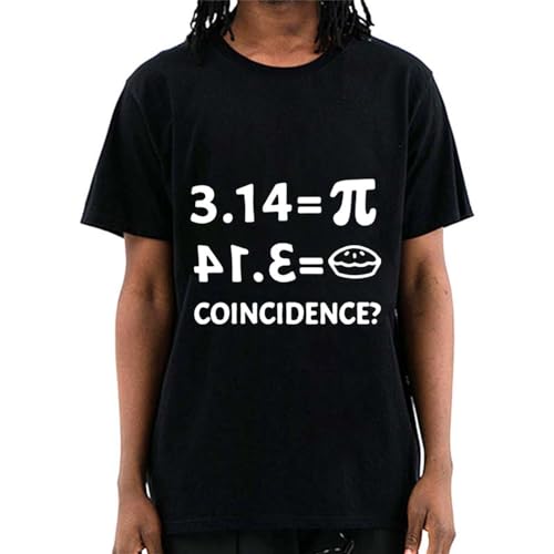 CHUN YUPALACE Men's T-shirt 100% cotton Interesting mathematical formula design printing casual loose o-neck t-shirt Black L