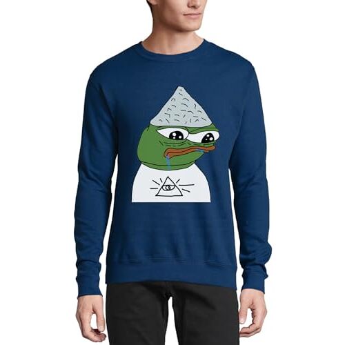 Atspauda Pepe aluminiumfolie hoed illuminati samenzweringstheoreticus meme Katoen Trui Sweatshirt Trui Jumper Navy Blauw, Donkerblauw, XS