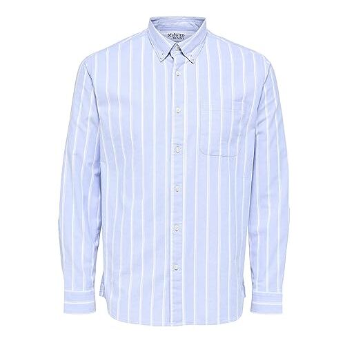 SELECTED HOMME SLHREGRICK-OX Flex Shirt LS W NOOS Shirt voor heren, lichtblauw/strepen, XXL, Lichtblauw/strepen: strepen, XXL