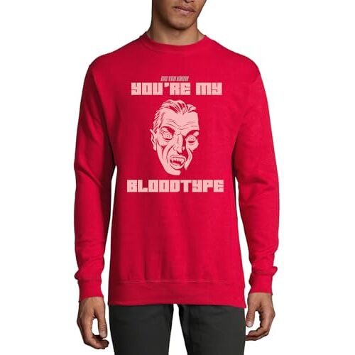 Atspauda Wist je dat je mijn bloedgroep bent enge Halloween vampier katoenen trui sweatshirt trui rood, Rood, M