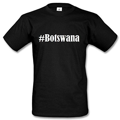Reifen-Markt T-shirt #Botswana Hashtag ruit voor dames, heren en kinderen, in de kleuren zwart en wit, zwart, 3XL