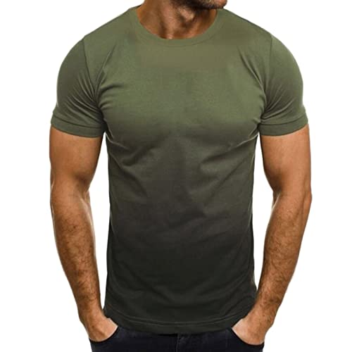 Generic T-shirts voor heren zomer korte mouwen basic heren T-shirt casual ronde hals T-shirt shirts 3D-print gradiënt bovenkleding licht katoen heren T-shirt regular fit tops, Ag, 3XL