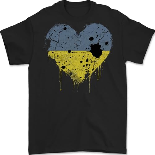 3TEES Liefde Oekraïne vlag Oekraïense dag voetbal heren T-shirt 100% katoen, Zwart, 3XL