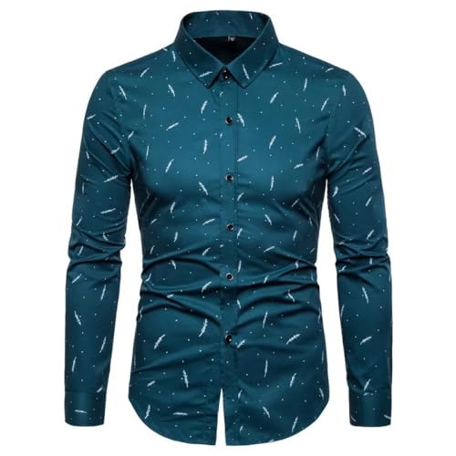 SWEPER Herenoverhemd Met Lange Mouwen Katoenen Herenoverhemden Met Lange Mouwen Bedrukt Heren Sociale Overhemden Met Lange Mouwen Klassiek Slank Elegant Formeel Overhemd Voor Blouses Kleding, Stijl A, 4Xl