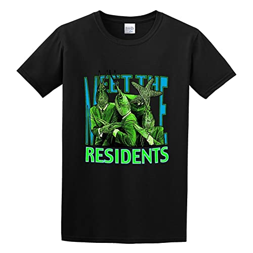 COLORE.IN Men's The Residents Meet The Residents O-neck Cotton T shirt Black L