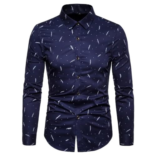 SWEPER Herenoverhemd Met Lange Mouwen Katoenen Herenoverhemden Met Lange Mouwen Bedrukt Heren Sociale Overhemden Met Lange Mouwen Klassiek Slank Elegant Formeel Overhemd Voor Blouses Kleding, Stijl B, 4Xl