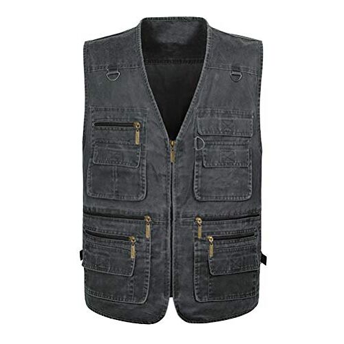 Daoba Mens Multi Pocket Vest Vest Vest Jas Top Voor Vissen Jacht Wandelen Gilet vesten