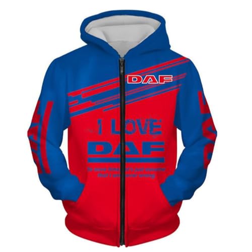 DICEMB Hoodies met motorfanprint vesten met rits casual hoodies met trekkoord hoodie met Da-f-print,A-S