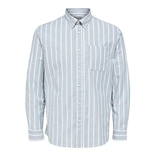 SELECTED HOMME SLHREGRICK-OX Flex Shirt LS W NOOS Shirt voor heren, Sycamore/Stripes: Stripes, S, Sycamore/stripes: strepen, S