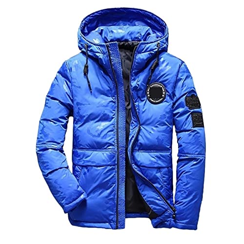 Hdbcbdj Puffer jas Heren Winter Donsjack Mannen Dikke Warme Witte Jas Mannen Parka Jas Hooded Warme Parka, Blauw, 3XL