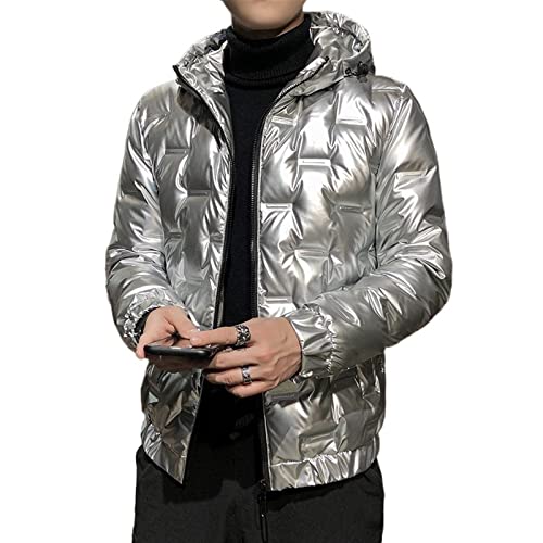 Hdbcbdj Puffer jas Mens Size Mannen Donsjack Jas Jas Winter Casual Bomber Donsjack Verdikte Warm Mannen, Zilver, XL