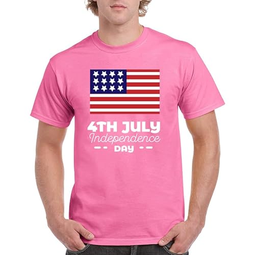 BAFlo T-shirt Onafhankelijkheidsdag 4 juli VS T-shirt met grafische vlag print, roze, M