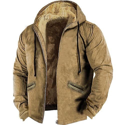 Generic Heren Puffer jas heren lange winterjas winterjas heren 3XL katoen winter warme winterjassen vrijetijdsjas capuchon winterjas geschenken voor mannen lange mouwen donsjack, Koffie-4, M