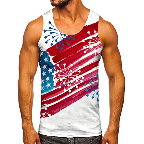 Generic Vest voor Mannen 2024 Zomer Mouwloze Tanktops Mannen Mode Lente Zomer Casual Mouwloze O-hals Gedrukt Tank Tops Blouse Shirts Pack T-shirts voor Mannen, Rood, XXL