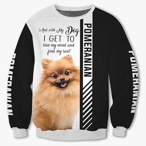 SPONYBORTY Hoody's Jassen T-shirt Vest Dunne Inlegwerk POMERANIAN DOG Zijrijden Mannen Vrouwen Polyester Casual Sweatshirt Unieke Print/a3/L