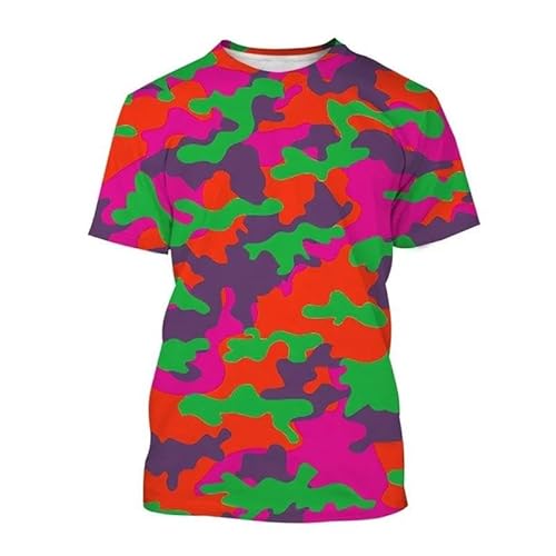 HAN MAN XIU Kleur 3D afdrukken camouflage afdrukken T-shirt mannen vrouwen casual korte mouwen kleding