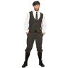 shoperama Jaren 20 Peaky Blinders Knickerbocker herenkostuum, olijfzwart vest, platte pet, The Roaring Twenties 20's, maat: 64