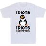 VvieeRhxy Short Sleeve?Idiots Idiots Everywhere Funny Penguin Graphic Men's Cotton T-Shirt Top White XL