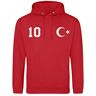 Youth Designz Heren Turkije Hoodie Trui met gewenste naam & nummer, rood, L