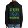 Atspauda Living my best quarantaine 2020 slogan Hooded Katoenmix Rits Jacket Sweatshirt Hoodie Zwart, Zwart, M