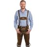 Schöneberger Trachten Couture Leren kniebroek voor heren originele Schöneberger Lederhosen, broeken met bretels, leren broek, Medium Bruin