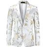 YOUTHUP Heren borduurwerk blazer slim fit bloemrijke pak jas stijlvolle bloemen smoking jassen, Wit-607, S