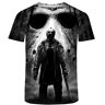 CHLOBLOM Jason Voorhees T-shirt, horrorfilm, Halloween, Slasher Nightmare, cosplay, kostuum, top, zwart, L