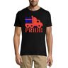 Atspauda Ride with Pride Funny Trucker Truck auto verkiezing slogan ronde hals katoen heren T-shirt zwart, Zwart, XL