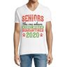 Atspauda Senioren The One Where They were quarantaine 2020 Grappige slogan heren katoenen V-hals T-shirt wit, Wit, XXL