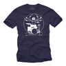 MAKAYA Heren T-Shirt Drums Da Vinci Drummer Blauw Geschenken Voor Drummers/Muzikanten Mannen Maat M