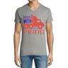 Atspauda Ride with Pride Funny Trucker Truck auto verkiezing slogan heren katoen V-hals T-shirt grijs, Grijs, XL