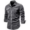 GerRit Shirt Single Breasted Men's Shirt Business Casual Fashion Solid Color Autumn Slim Shirt Men-darkgray-l