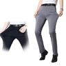 Bonseor Men's Ice Silk Suit Pants French Gentleman Non-Ironing Anti-Wrinkle Suit Pants, Summer Ice Cool Breathable Pants (32,Grey)