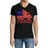 Atspauda Ride with Pride Funny Trucker Truck auto verkiezing slogan heren katoen V-hals T-shirt zwart, Zwart, M