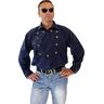 Westernwear-Shop John Wayne Westernhemd blauw Westernmode Western Style Old Style Westernkleding, blauw, M