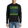 Atspauda Living my best quarantaine 2020 slogan Katoen Sweater Sweatshirt Trui Jumper Zwart, Zwart, M