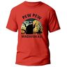 Python Clothing Nieuwe mannen Pew Pew Madafakas T-Shirt Grappige Kat Grappen Tee Xmas Gift Klein tot 5xl (Rood, 4XL)