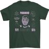 3TEES Paranoid Conspiracy Skull Heren T-Shirt 100% Katoen, Bos Groen, XL