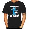 KIGA Funny Men t shirt novelty tshirt Furry Fandom Shirt Don't Worry Be Furry Shirt Wolf Shirt Fox T-Shirt Black S