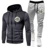 MGTUPK goku t shirt Pullover & Jogger Pants Set dres męski sportowy zamek błyskawiczny kieszeń z kapturem spodnie dresowe ciemnoszary + jasnoszary L