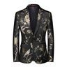 YOUTHUP Heren borduurwerk blazer slim fit bloemrijke pak jas stijlvolle bloemen smoking jassen, Zilver-607, L