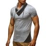 Leif Nelson LN805 T-shirt voor heren, opstaande kraag, slim fit, casual, katoenaandeel, cool wit, zwart, met korte mouwen, lange mouwen, grijs, S