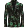 YOUTHUP Heren borduurwerk blazer slim fit bloemrijke pak jas stijlvolle bloemen smoking jassen, Groen-607, 3XL