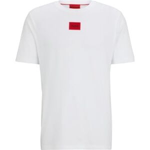 Boss HUGO Heren Diragolino212 Regular Fit T-shirt van katoen met rood logo-label, White100, M Boss HUGO Heren Diragolino212 Regular Fit T-shirt van katoen met rood logo-label, White100, M