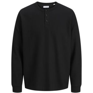 JACK & JONES Jjedover Henley Ls Tee Noos, zwart, M JACK & JONES Jjedover Henley Ls Tee Noos, zwart, M