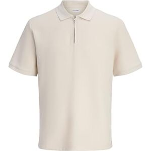 JACK & JONES Jjeaustin Zip Polo Ss Sn, maanbeam, XXL JACK & JONES Jjeaustin Zip Polo Ss Sn, maanbeam, XXL