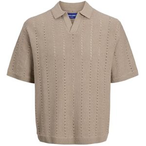 JACK & JONES Heren Male Effen Poloshirt Jorparos Knit Easter Ss Crochet Polo, safari, XL JACK & JONES Heren Male Effen Poloshirt Jorparos Knit Easter Ss Crochet Polo, safari, XL